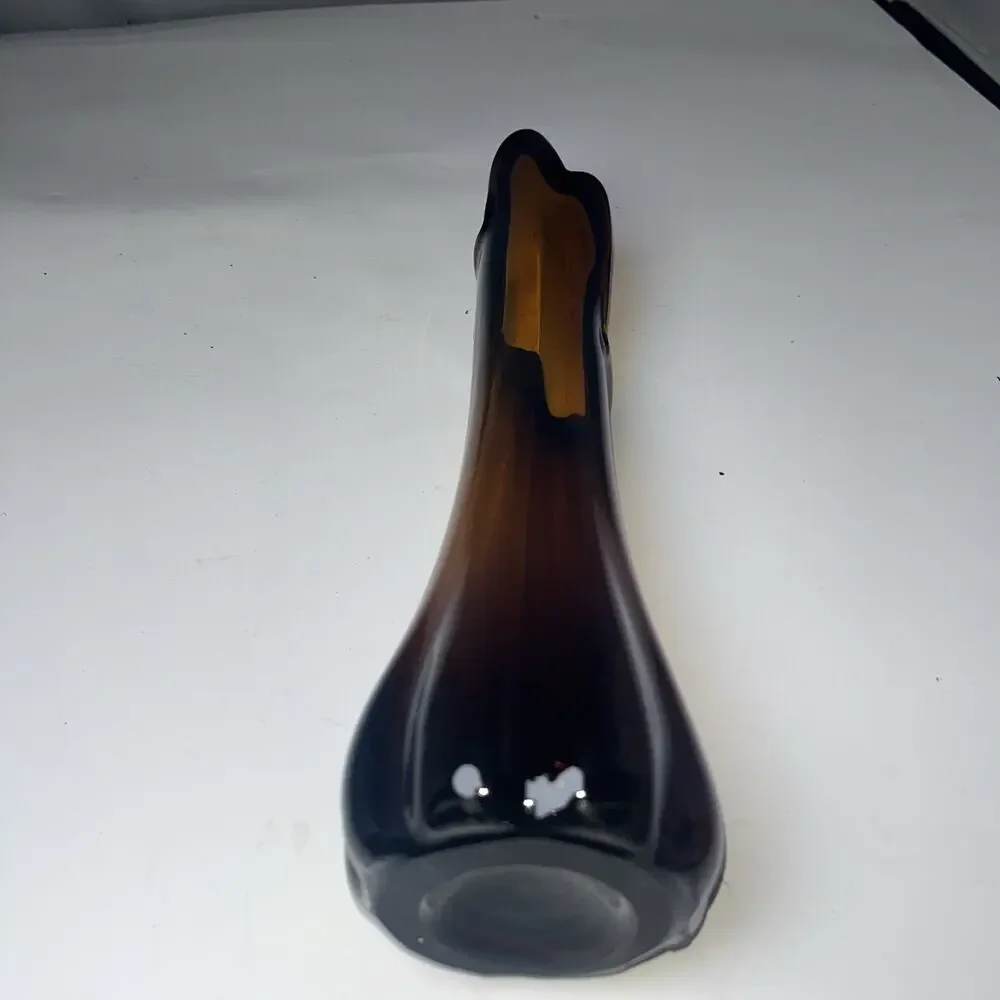 Vintage MCM 5 Finger Swung Vase 12” Amber Brown Root Beer - Picture 6 of 7